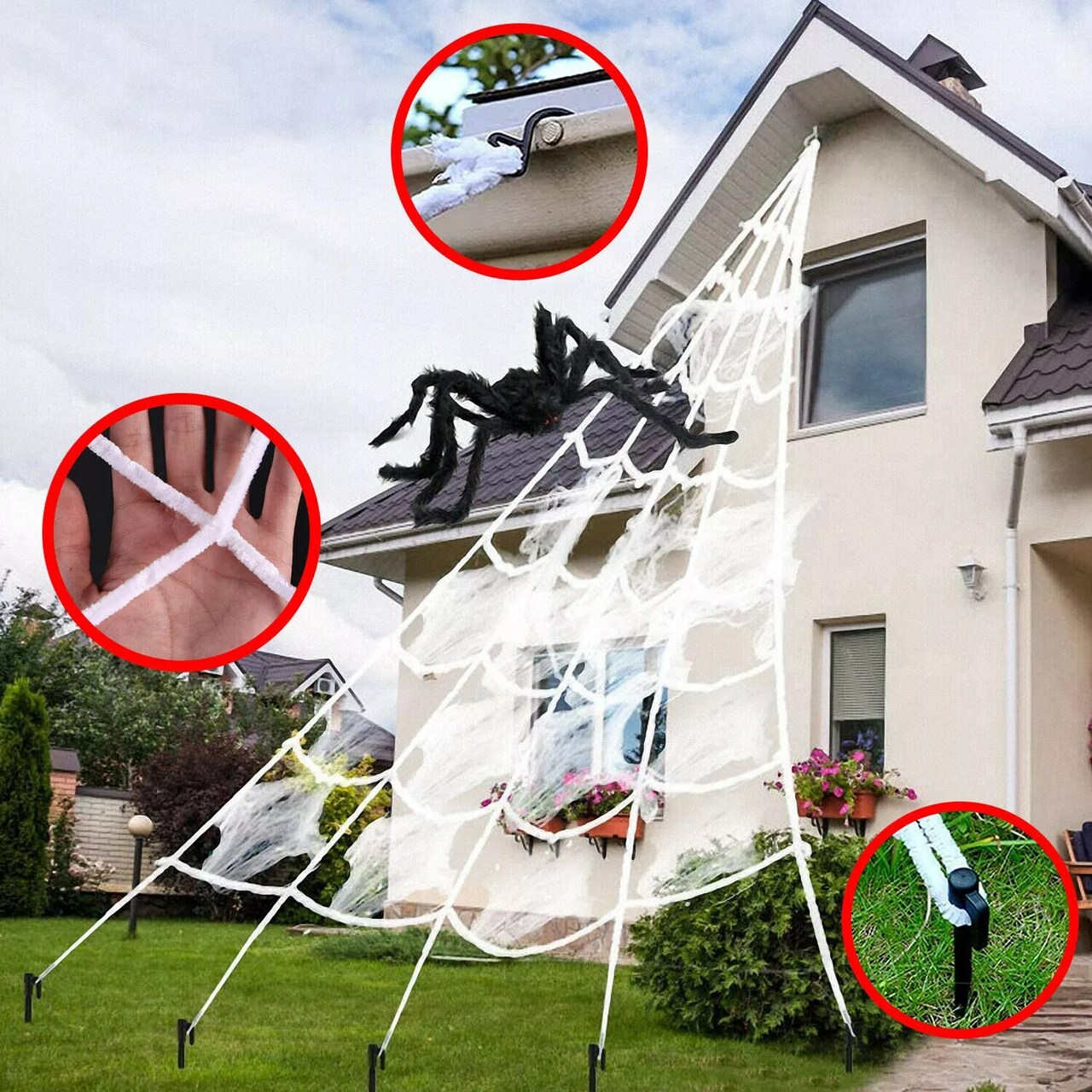 Huge Giant Spider Halloween Decoration Haunted House Prop Indoor Outdoor Party